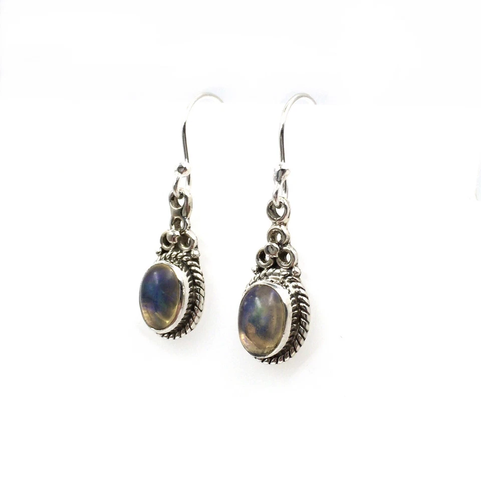 Orecchini pendenti in argento 925 opale 2,44 ct gioielli da donna orecchino m... - Immagine 2 di 4