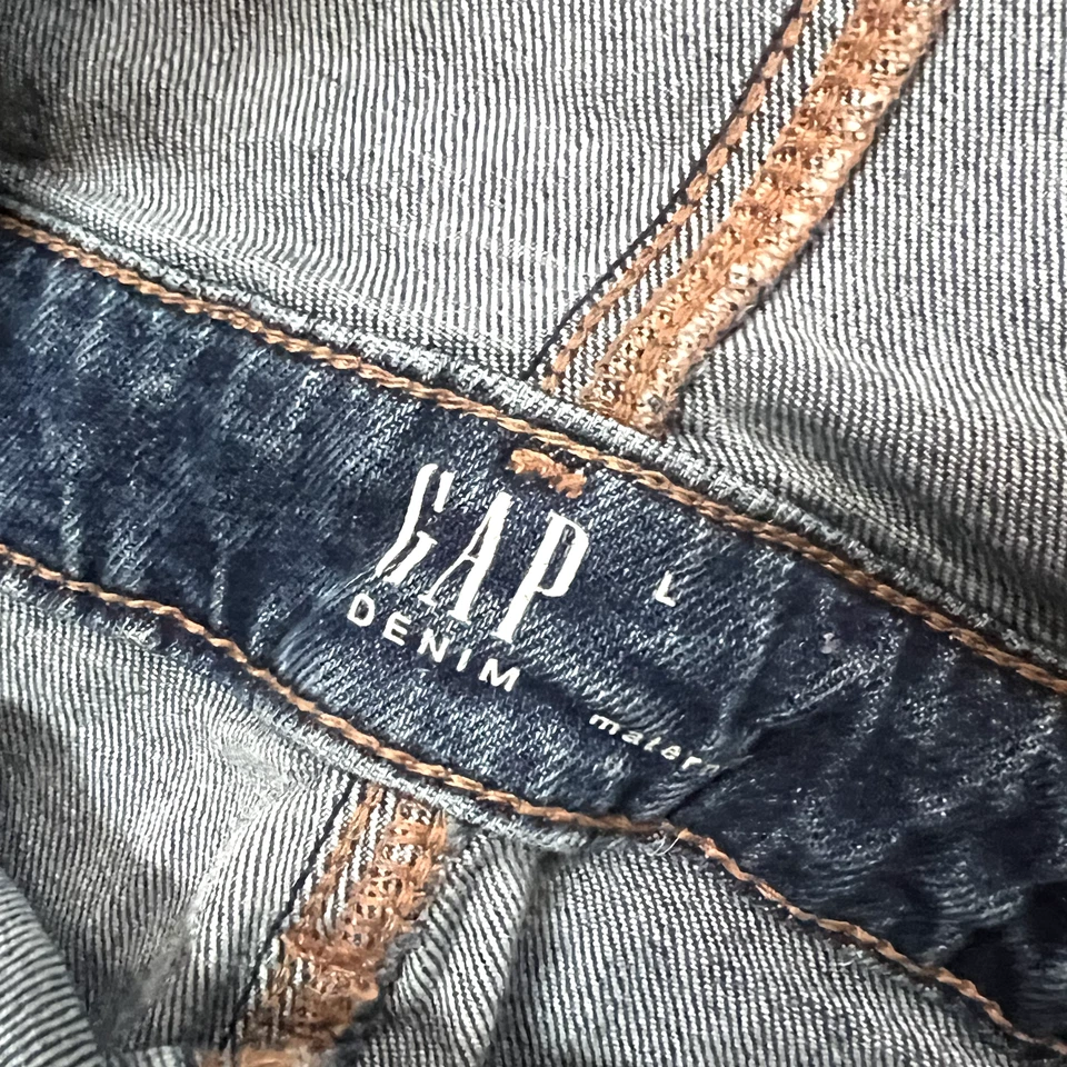 Gap Overalls Womens MATERNITY Large Denim Blue Wash Jeans Bibs - Image 4 of 4