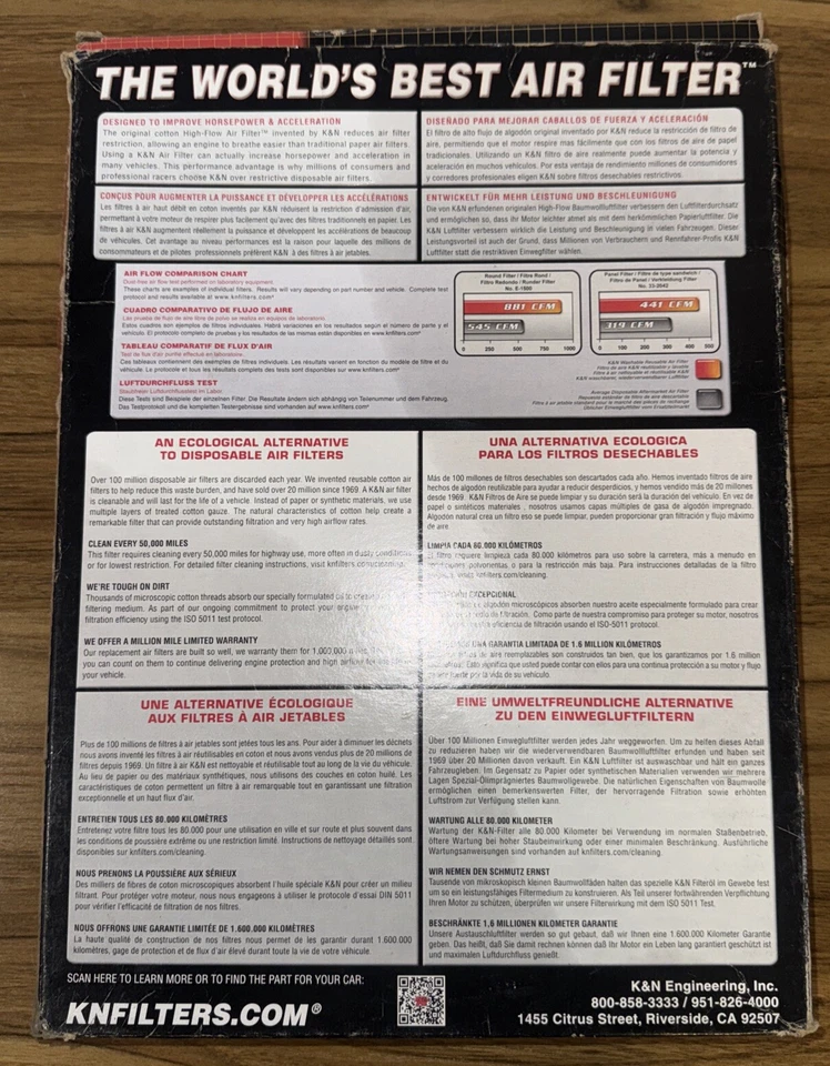 Filtro de aire de repuesto K&N 33-5058 - Se adapta a Nissan Titan XD V8 2016-2019, 33-5058 Foto 2 de 4