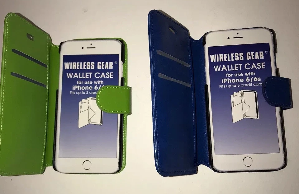 Juego de dos fundas tipo billetera para iPhone 6/6s de Wireless Gear 1 azul y 1 verde Foto 2 de 4