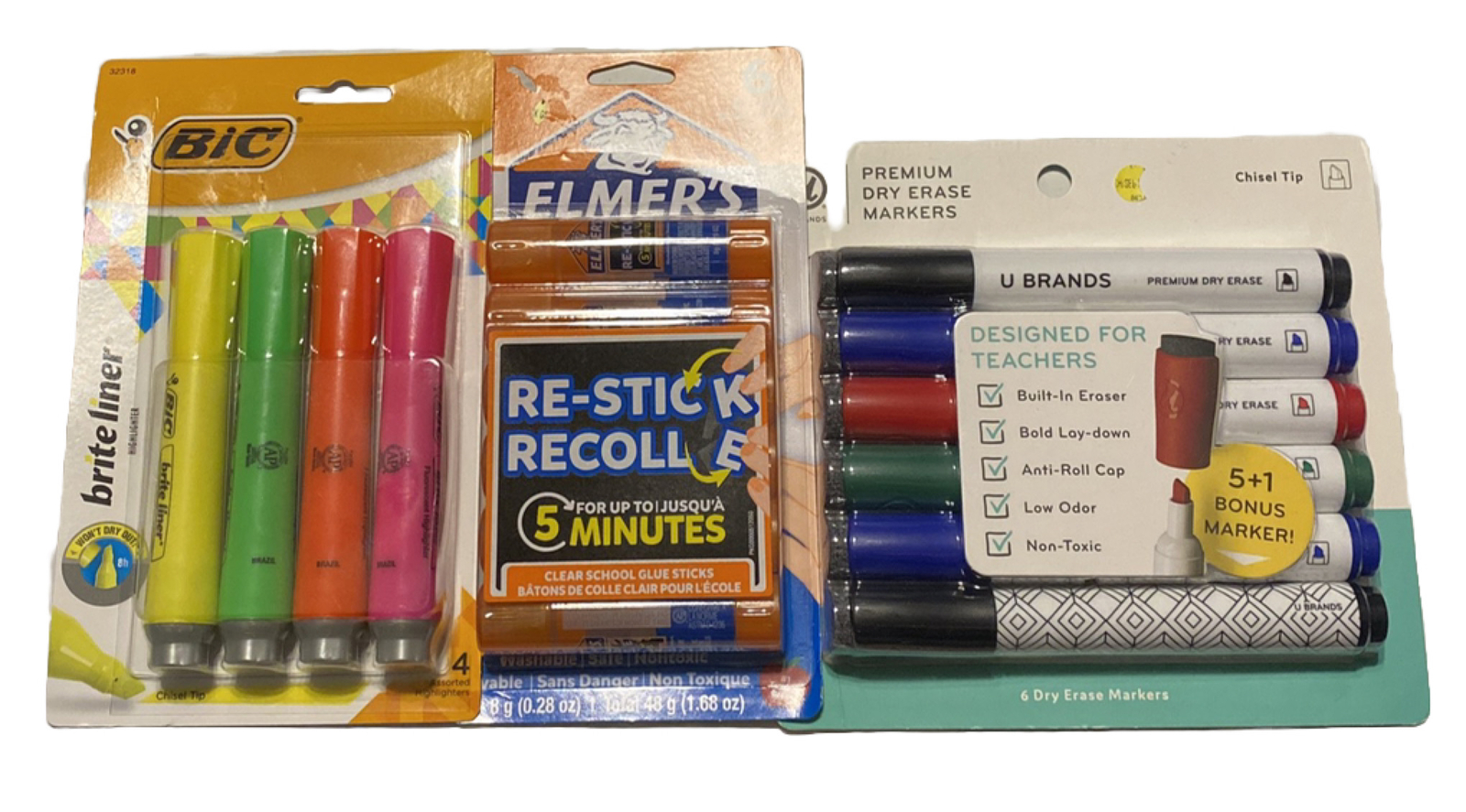 SCHOOL/CLASSROOM Supplies Combination Lot Of 3 Highlighters/glues/markers