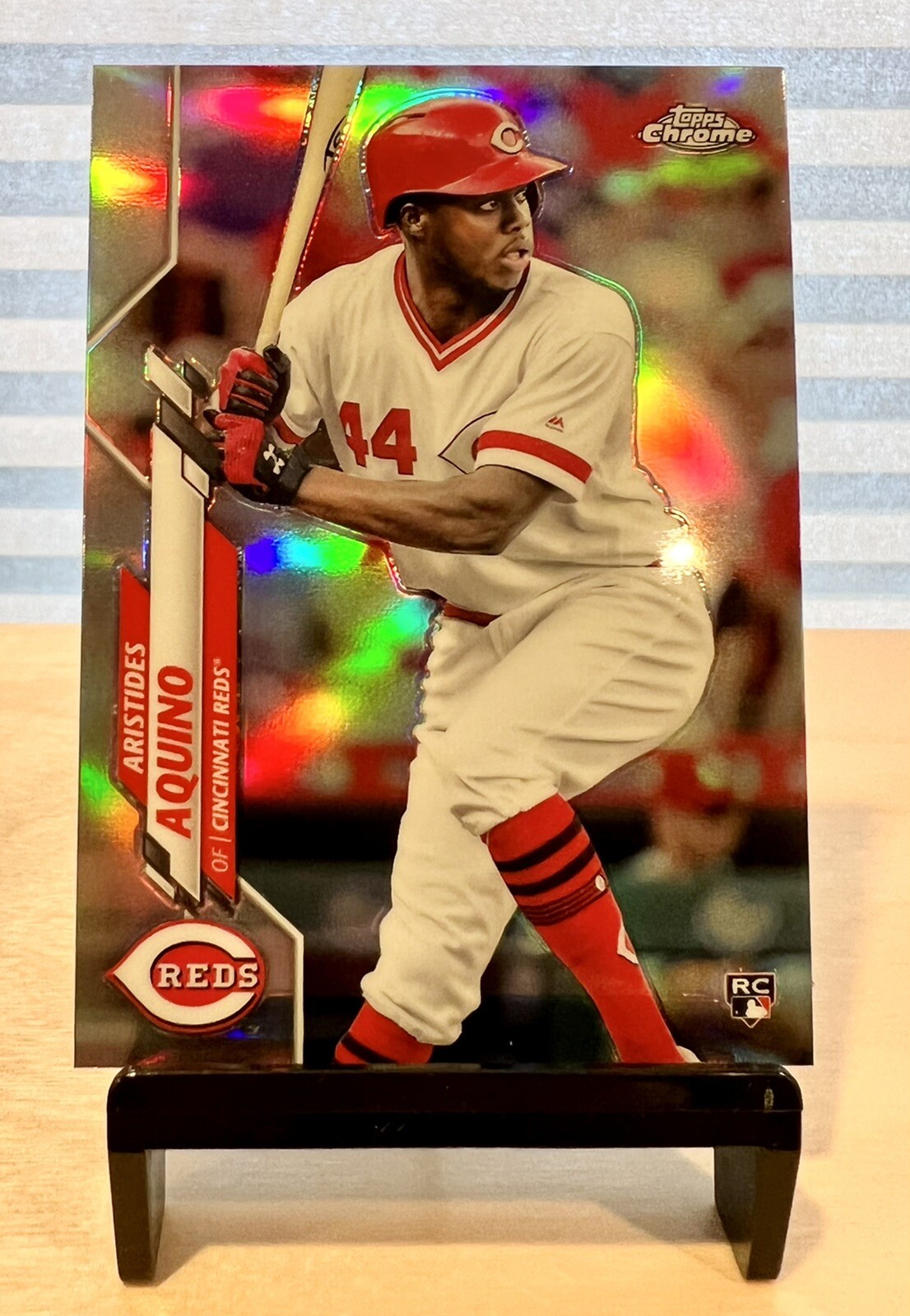 Aristides Aquino 2020 Topps Chrome Rookie Refractor Card #111, Reds, Dragons