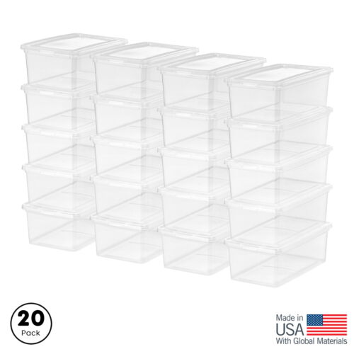 5 Qt. Plastic Storage Bins with Lids, Clear, Stackable Totes, Containers 20Pk