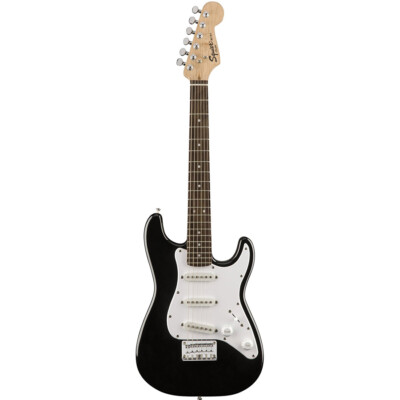 Squier Mini Strat V2 Short Scale Travel Electric Guitar - Black, New!