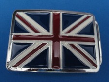 NEW OLD STOCK UNION JACK BRITISH PEWTER STYLE METAL BELT BUCKLE MADE IN USA #147