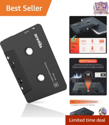 Bluetooth Cassette Adapter Receiver 5.0 Wireless Aux for Car Audio Music