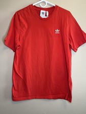 adidas Originals Men's Red Trefoil Logo Cotton Knit Crew Neck T-Shirt L