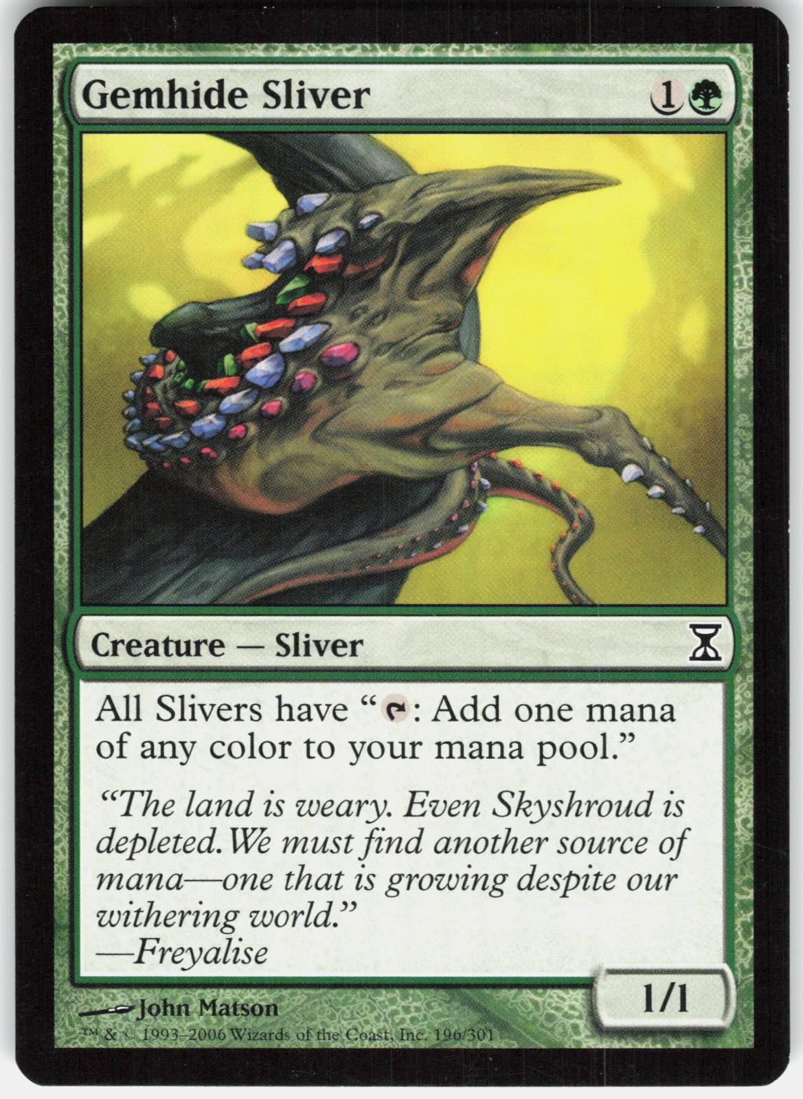 Gemhide Sliver 196 Common Time Spiral Magic: The Gathering Lightly Played