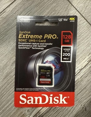 SanDisk Extreme PRO 128GB UHS-I U3 SDXC 200MB/s 4K Memory Card SDSDXXD-128G