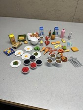 Miniature Food Toy Set Plates Eggs Pizza Bacon Milk Corn Steak Pineapple