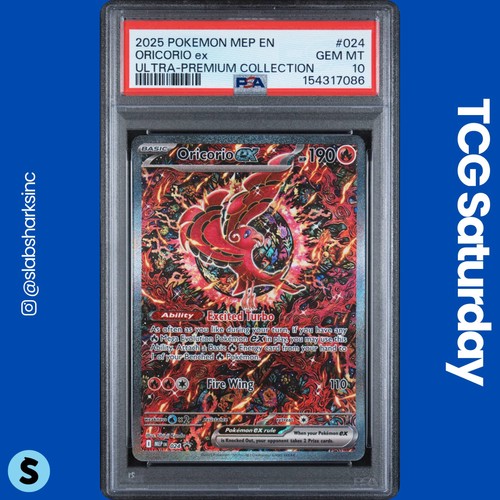 2025 POKEMON MEP BS PROMO MEGA CHARIZARD X EX UPC #024 ORICORIO EX PSA 10