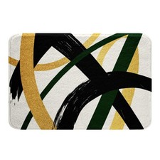 Black Gold Green Bathroom Rugs Modern Abstract Geometric Bath Mats Minimalist...