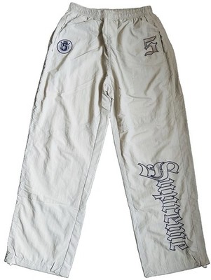 Supreme Men s Beige Nylon Pants Size M Regular Elastic Waist Drawstring NY Logo