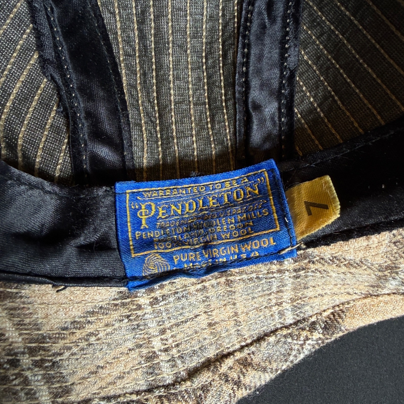 VINTAGE Pendleton Plaid Pattern Fedora Hat Virgin… - image 8