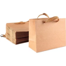 Brown Kraft Paper Bags with Handles (8.6 x 7 x 3.9 in, 25 Pack)