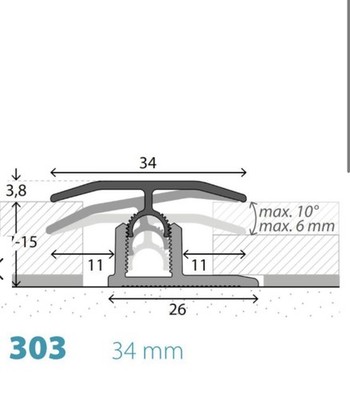 Prinz Profi Tec Übergangsprofil, Alu Silber für 7-15mm / Art.: 3031011100  100cm