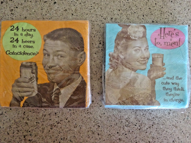 DesignWare Beverage Napkins ~ HERE'S TO MEN & 24 HOURS in a DAY 24 BEERS .......