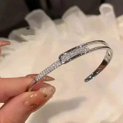 2,00 Ct Rundschliff Moissanit Damen Armreif Armband 14K Weißgold vergoldet