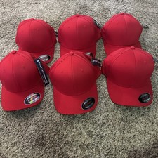 6 Port Authority Baseball Cap Hat Size L/XL Red Blank Flexfit NEW