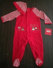 Little Me My First Christmas 6 Months Pajama Sleeper  Hat Set North Pole Train
