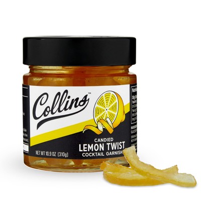 Premium Candied Lemon Twists Cocktail Garnish 10.9 oz Jar for Drinks and Dess...