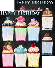 Cupcakes Birthday Charts- Laminated 14x19.5 - Classroom Posters and Decoratio...
