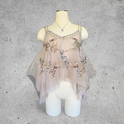 NWT Anthropologie  Let Me Be Embellished  Hanky Hem Floral Lace Sequins Blouse-S