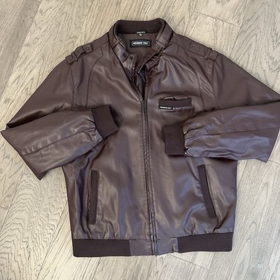 Members Only Bomber Jacket Streetwear  Size Large Dark Brown Zip Lined