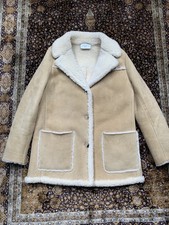 Sandro Paris Shearling Coat Beige Lambskin EU...