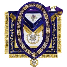 Masonic Grand Lodge Marshal Apron Regalia Set – Hand Embroidered Lambskin Apron