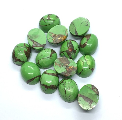 Oval Flat Back Green Copper Turquoise AAA Loose Gemstone For Assorted Jewelry - Picture 11 of 18