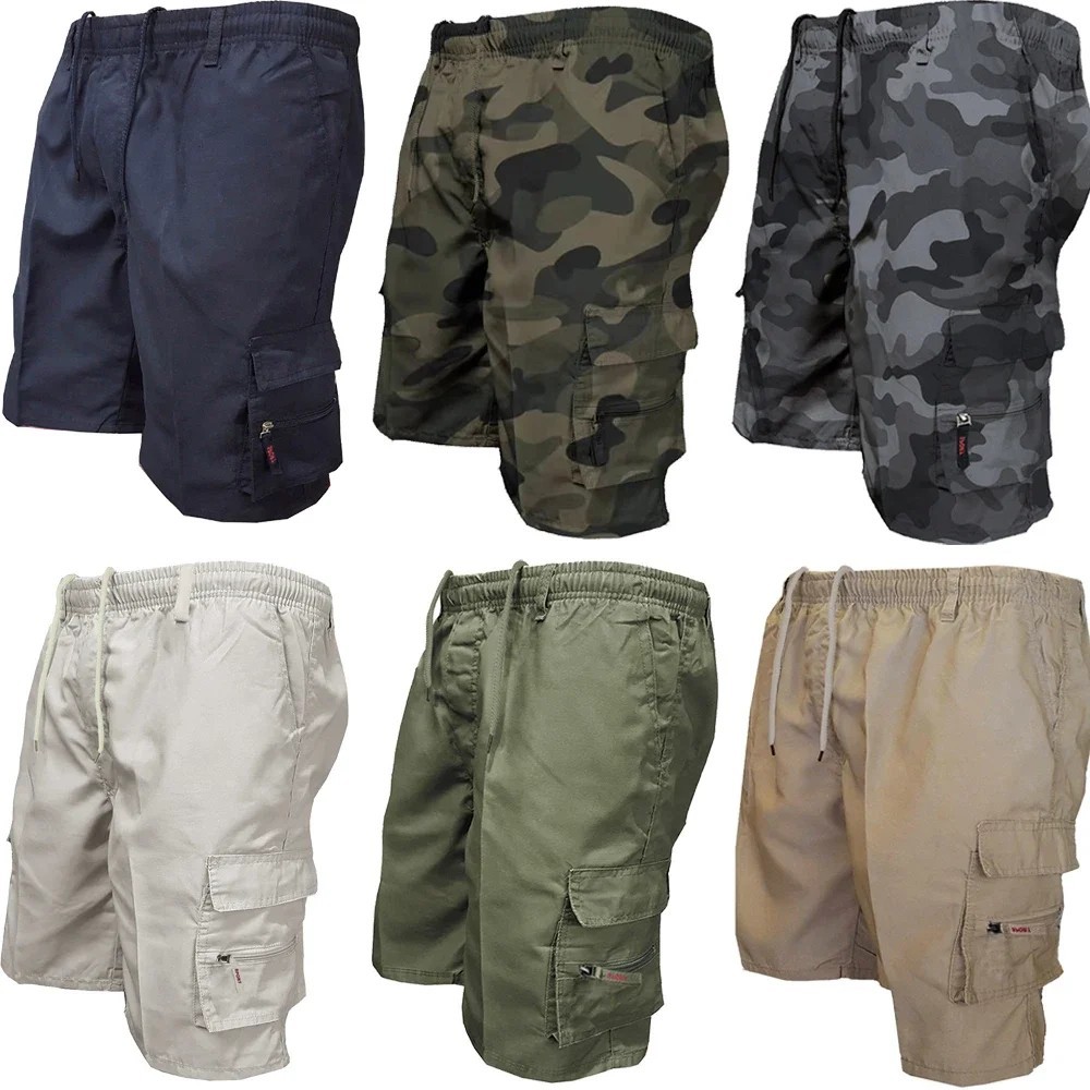 Pantalones cortos de combate de carga tácticos militares camuflados al aire libre senderismo trabajo para hombre