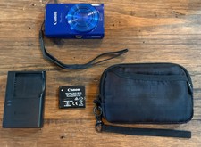 Canon PowerShot ELPH 190 IS Compact Digital Camera Blue w/ Battery Case Card