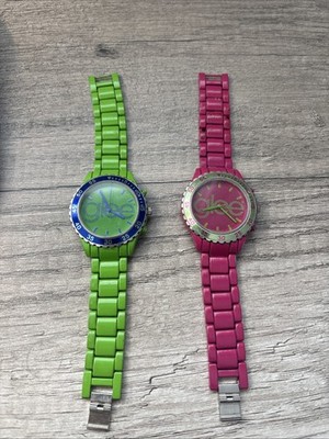 Glee Watch w/Stainless Steel Band Lady's  Pink And Green Watch w/Blue Tones PG5