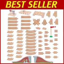 68-Piece Wooden Train Track Expansion Pack