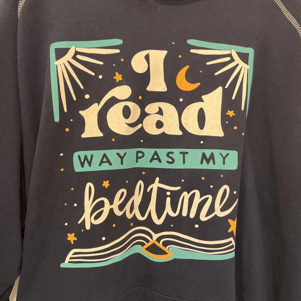 Lazy One Sleep Hoodie Navy L/XL Lounge Reader Bedtime Pocket Cozy Sweatshirt New - Image 2 of 4