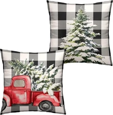 Christmas Buffalo Plaid Pillow Covers 18x18 Set of 2 Winter-02a-pillow 