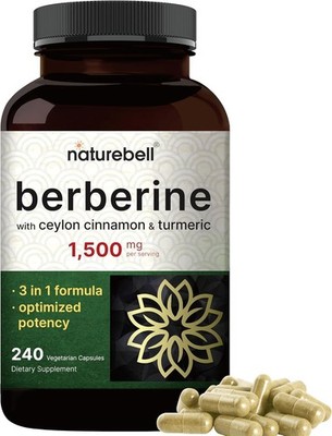 NatureBell Berberine Supplement 1,500mg with Ceylon Cinnamon & Turmeric Root, 24