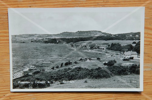 Seltene alte Postkarte Fischerhütten & Küste Silverdale Lancashire