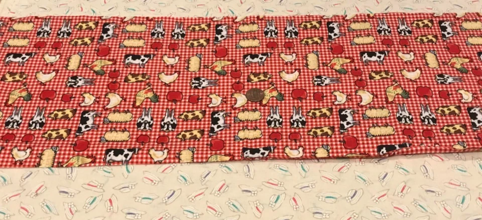 Farm Animals*Red Apples* Red & White Checkered* Concord * 100% Cotton * 8" x 22" - Image 3 of 4