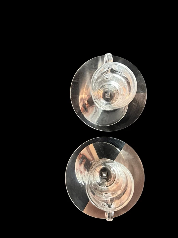 Juego de 2 NESPRESSO View Collection Taza Espresso Platillo Vidrio Acero Cappuccino Foto 3 de 4