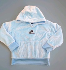 Adidas Soft Blue Fleece Hoodie Sweater - Size: 4T Athleisure School Running