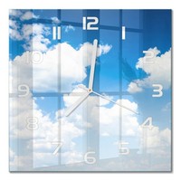 Glasuhr Aus GehäRtetem Glas Glas-Wanduhr Wolken Am Himmel WeißE Zeiger 30X30 Cm