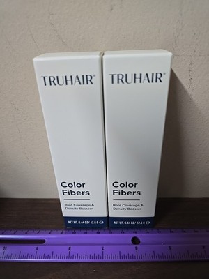 2 New Truhair Black Color Fibers .44oz Root Coverage & Density Booster
