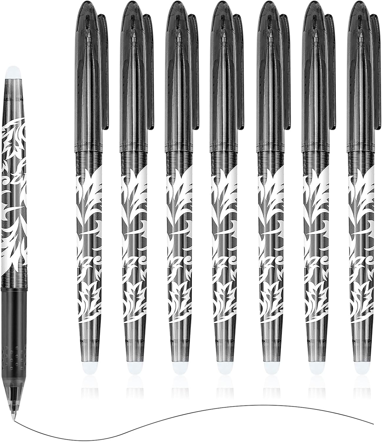 8 Pcs Erasable Pens Black Friction Pen 0.7Mm Gel Pen for Writing Erasable Gel In