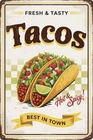 Vintage Tin Sign Funny Tacos Aluminum Sign 8x12 Retro Wall Decor