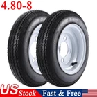 2PCS 4.80-8 4.80x8 Trailer Tires with 8" White Rims 6PR Load Range C 4 Lug Tires