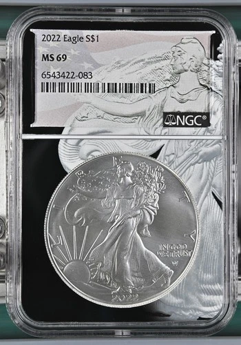 2022 American Eagle Silver Dollar, 1oz Fine Silver, NGC MS-69