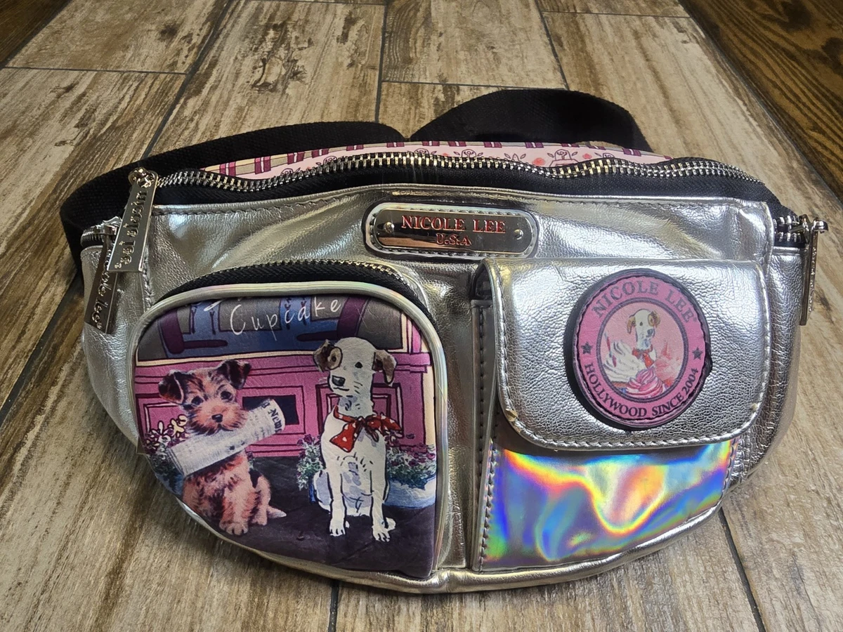 NWT Nicole Lee navy leather belt with blue phone pocket & red/pink mini bag. Nicole Lee Women main image 4