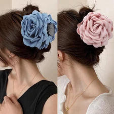 2Pcs Rose Flower Hair Claw Clips Nonslip Plastic Hair Pin for Thick Heavy Hair